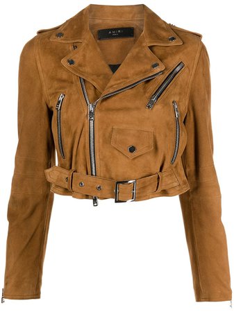 AMIRI cropped suede-leather jacket