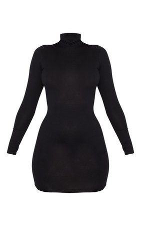 Black Jersey High Neck Bodycon Dress | PrettyLittleThing USA