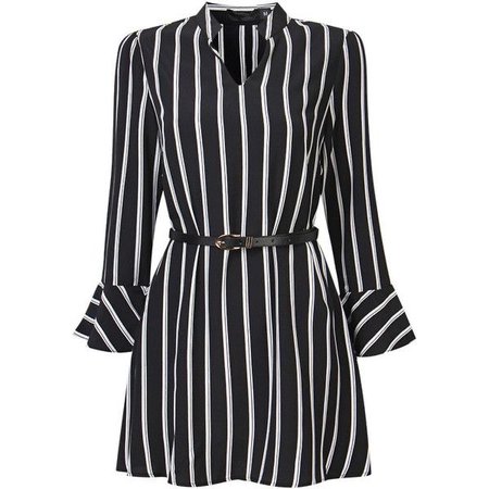 black white stripes dress