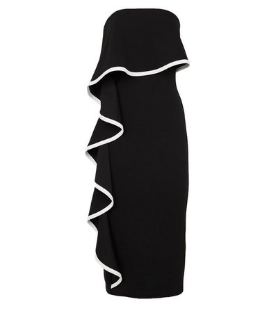 Black Ruffle Bardot Bodycon Dress | New Look