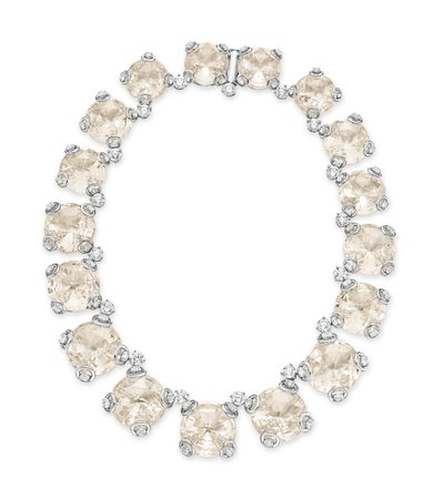 LIGHT SMOKY TOPAZ AND DIAMOND ''HORSEBIT COCKTAIL ROUND'' NECKLACE, BY GUCCI