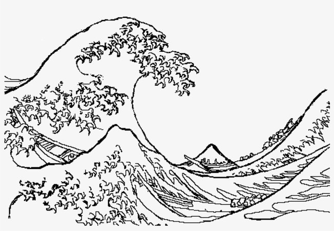Sea Waves Png - Great Wave Line Drawing Transparent PNG - 1000x700 - Free Download on NicePNG