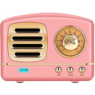 Amazon.com: Wireless Retro Speakers, Dosmix Portable Bluetooth Vintage Speaker with Built-in Mic,USB, 8-9 Hours Playtime for Kitchen Bedrooms Desk Shelf Party Travel Android iOS Speaker, Coral Pink: Home Audio & Theater