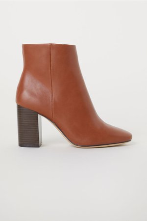 Block-heeled Ankle Boots - Brown - Ladies | H&M US