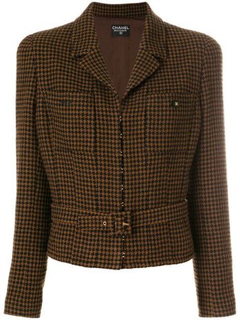 Chanel Vintage Checked Belted Jacket - Farfetch