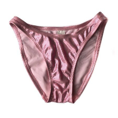 New w.o tag Vintage metallic baby pink high leg bikini are S - Depop