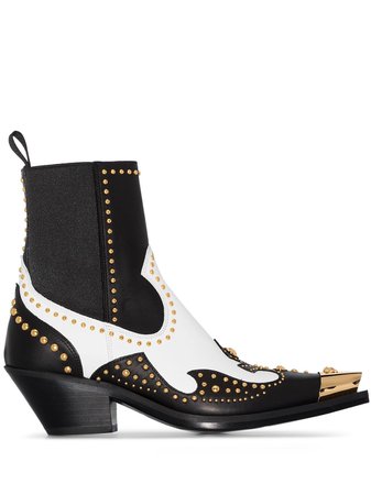 Versace Studded 65mm Western Ankle Boots - Farfetch