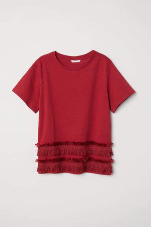 Jersey Top with Fringe - Red