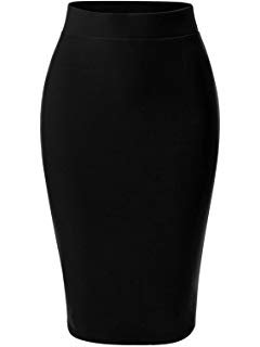 SSOULM Women's Stretchy Fitted Midi Pencil Skirt with Back Slit and Plus Size at Amazon Women’s Clothing store