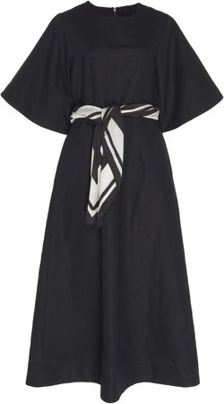 Wynn Hamlyn Scarf Linen-Cotton Maxi Dress