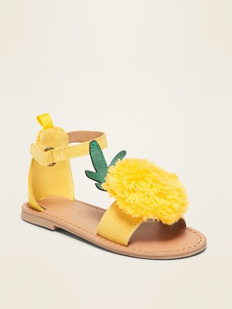 Faux-Suede Pineapple Pom-Pom Sandals For Toddler Girls | Old Navy