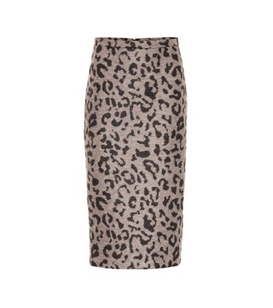 Thomas leopard-print wool skirt