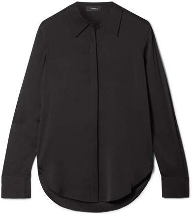 Sunaya Stretch-silk Shirt - Black