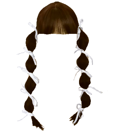 Hair White Ribbon Bubble Pigtails with Bangs Brown 1 (Dei5 edit)