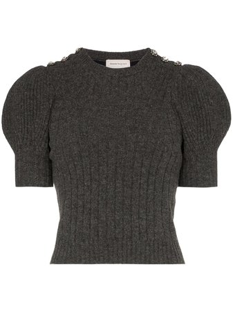 Alexander Mcqueen Puffed-Shoulder Knitted Top | Farfetch.com