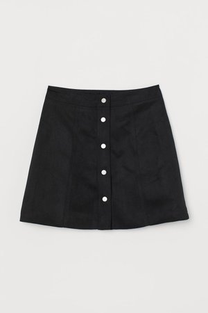 A-line Skirt - Black/faux suede - Ladies | H&M US