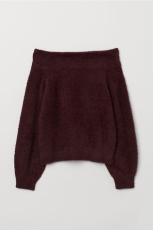 Off-the-shoulder Sweater - Plum - Ladies | H&M US
