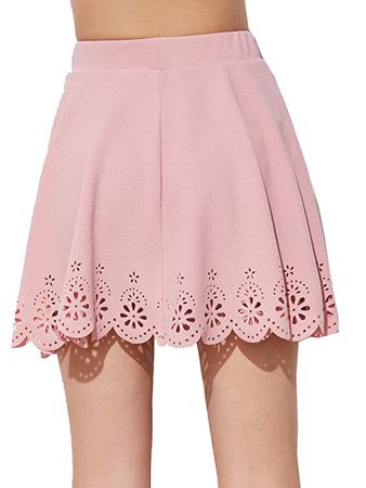 SheIn Women's Basic Solid Flared Mini Skater Skirt at Amazon Women’s Clothing store