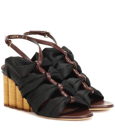 Leather-trimmed sandals