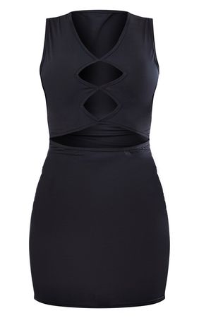 Black Slinky Keyhole Multi Cut Out Bodycon Dress | PrettyLittleThing USA