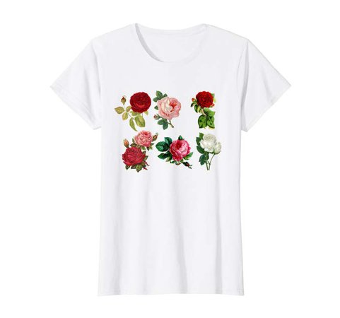 Amazon.com: Womens Cute Vintage Flowers Pretty Gardening Roses Graphic Top T-Shirt: Clothing