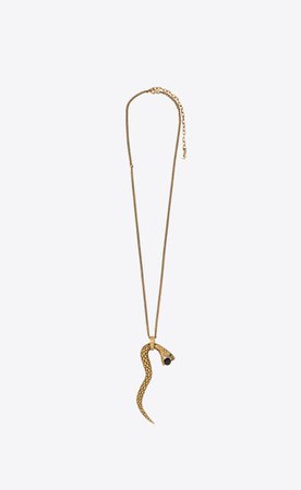 Saint Laurent ‎Snake Pendant In Gold Metal With a Black Glass Bead. ‎ | YSL.com