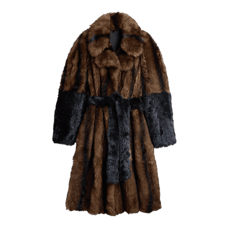 Phoebe Philo - HAND-PAINTED COAT in tri-colour brown shearling