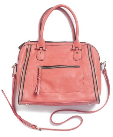 pink zip satchel bag