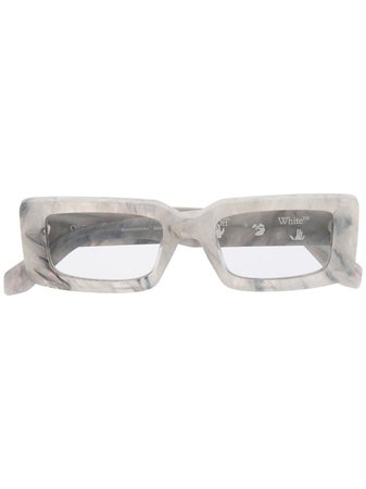 Off-White Arthur marble-effect rectagular sunglasses - FARFETCH