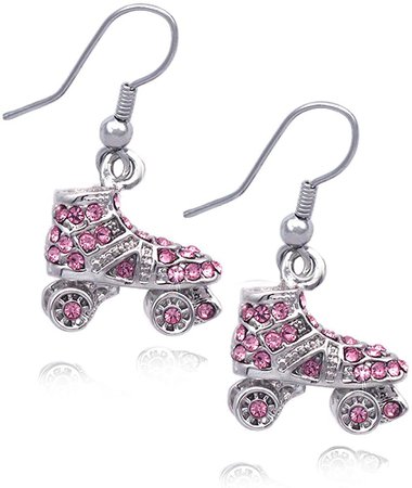 Amazon.com: 3D Roller Skates Skating Shoes Pendant Necklace Jewelry (Pink Hook Earrings): Clothing