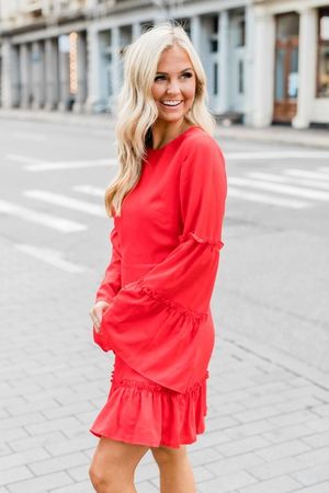 Classic Confidence Red Dress - The Pink Lily