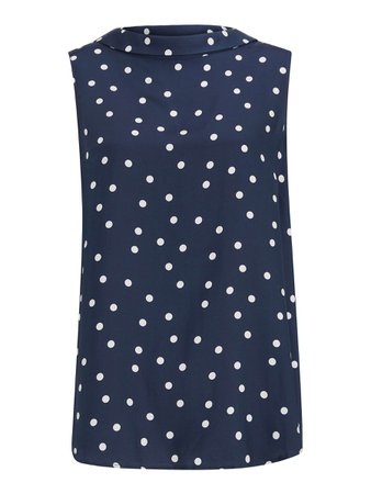 Boden Adriana Spotted Roll Neck Top, Navy/White at John Lewis & Partners