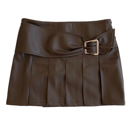 brown leather skirt