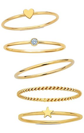 love, sparkle and stardust stacked rings