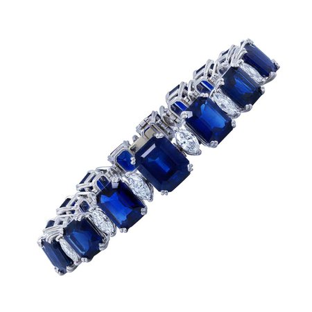 Exquisite Sapphire and Diamond Bracelet by Diana M. Jewels For Sale at 1stDibs