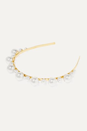 Gold Gold-plated faux pearl headband | LELET NY | NET-A-PORTER