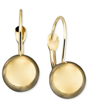 Macy's 10k Gold Earrings, Ball Leverback & Reviews - Earrings - Jewelry & Watches - Macy's