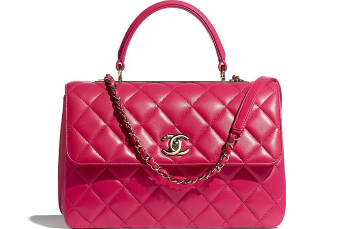 Flap Bag With Top Handle, lambskin, pink - CHANEL