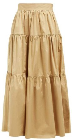 Sea Tiered Cotton Blend Skirt - Womens - Beige