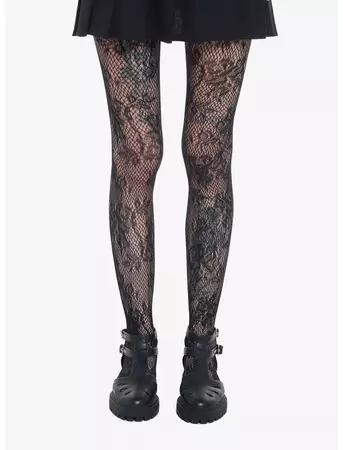 Black Floral Fishnet Tights | Hot Topic