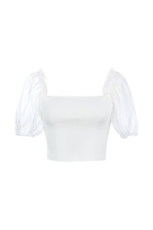 White Simone White Puff Sleeve Top | J.ING Women's Blouses