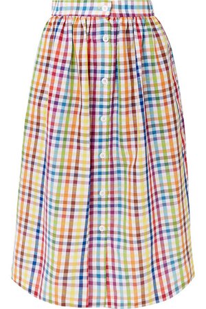 MDS Stripes | Gingham cotton midi skirt | NET-A-PORTER.COM