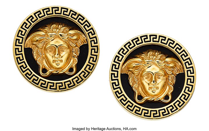 Esmalte, Pendientes De Oro, Versace. ... Pendientes de joyería de estado | Lote # 54352 | Subastas de patrimonio