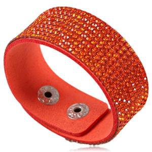 Orange - Crystal Leather Wrap Bracelet