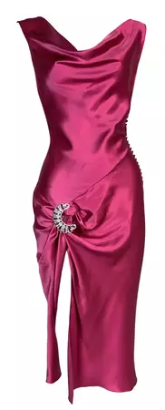 F/W 2004 Christian Dior John Galliano Hot Pink Satin High Slit Dress For Sale at 1stDibs | christian 2004