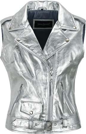 silver leather vest