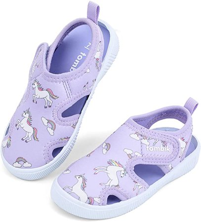 Amazon.com | tombik Toddler Water Sandals Girls Summer Beach Shoes for Water Park, Pool, Swim Purple/Unicorn 7 US Toddler | Water Shoes