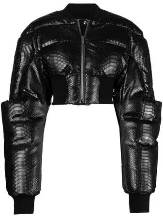 Rick Owens Gridered Cropped Bomber Jacket