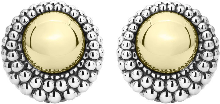 Two-Tone Caviar Circle Stud Earrings