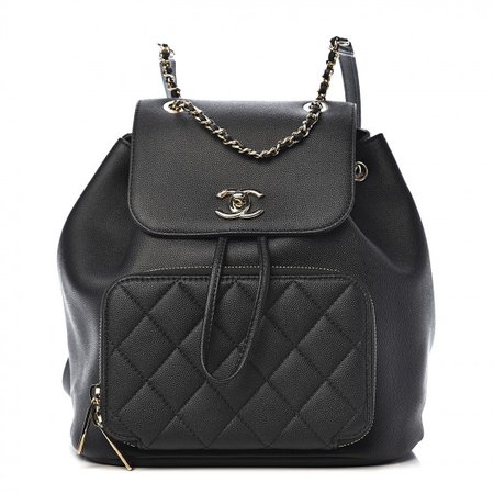 CHANEL Caviar Quilted Business Affinity Backpack Black 527402